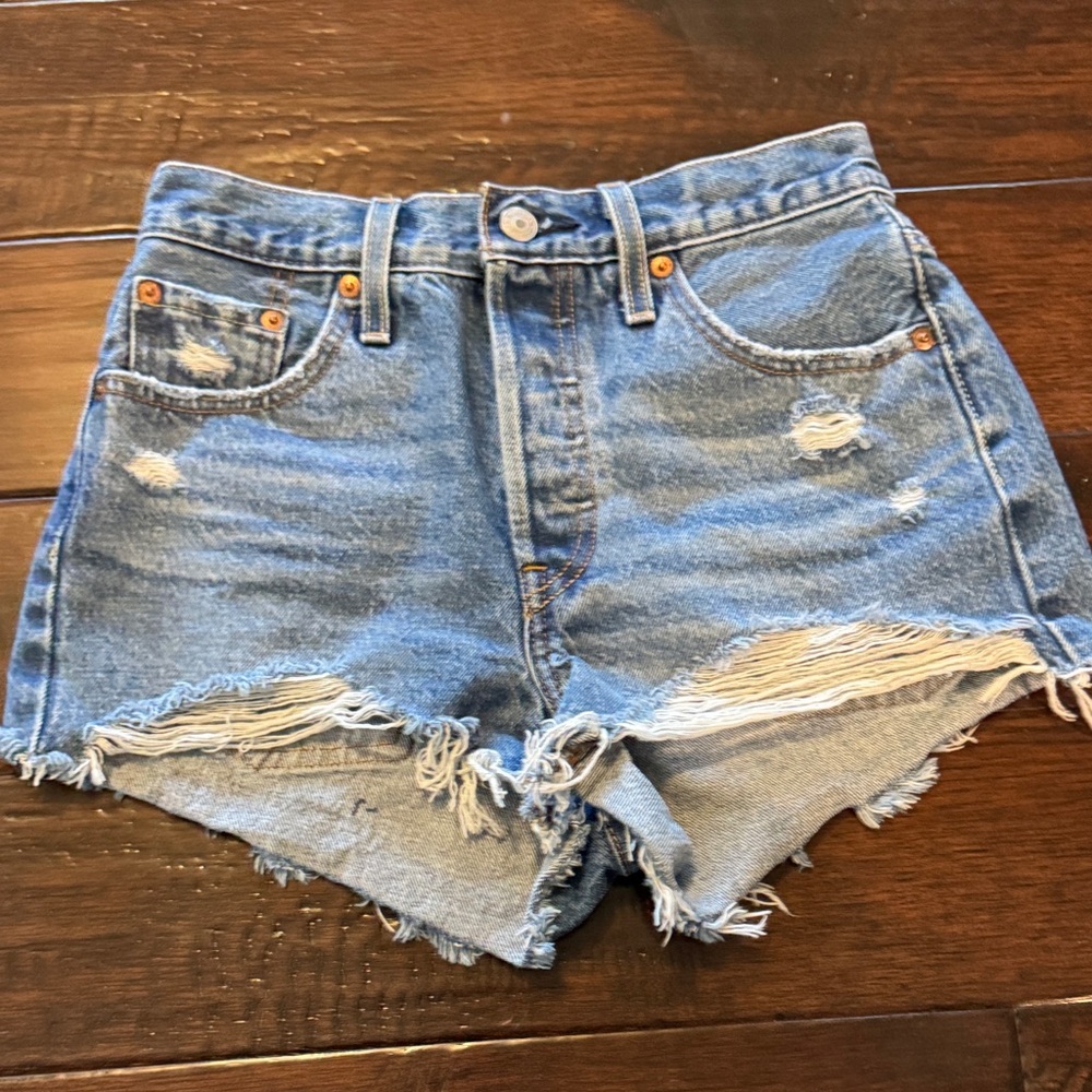 Levi's Light Blue Distressed Jean Shorts